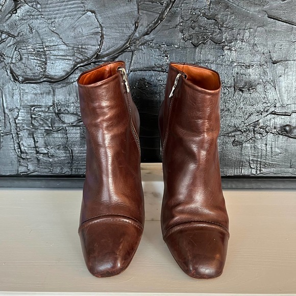 Dries Van Noten FW09 Red Leather and Python Heel Ankle Boots - Picture 3 of 11